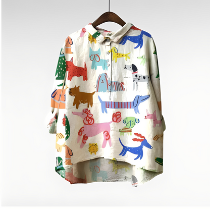 Eyden - Camisa larga de diseño artístico para mujeres