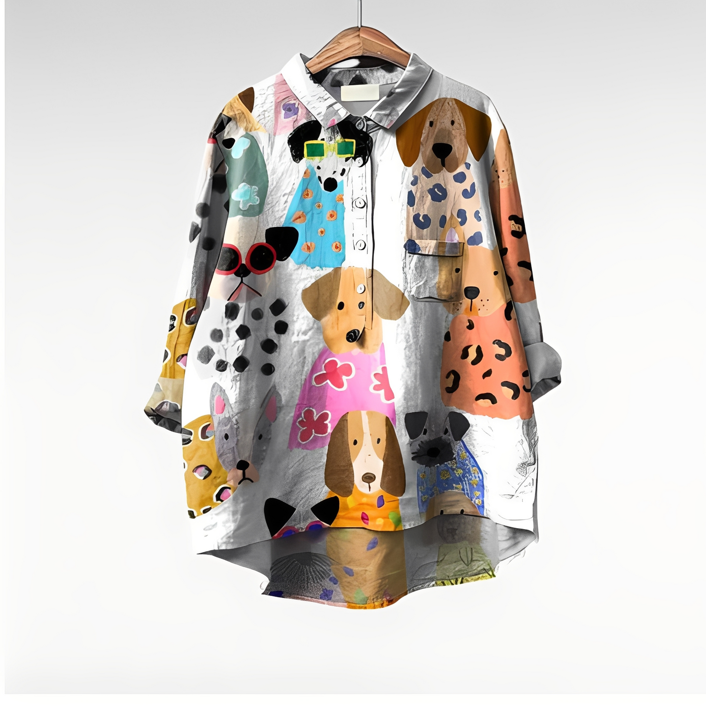 Eyden - Camisa larga de diseño artístico para mujeres