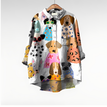 Eyden - Camisa larga de diseño artístico para mujeres