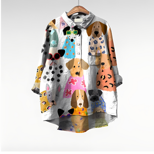 Eyden - Camisa larga de diseño artístico para mujeres