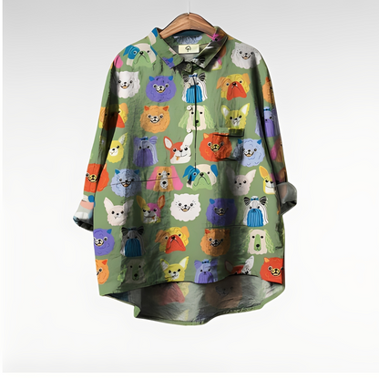 Eyden - Camisa larga de diseño artístico para mujeres