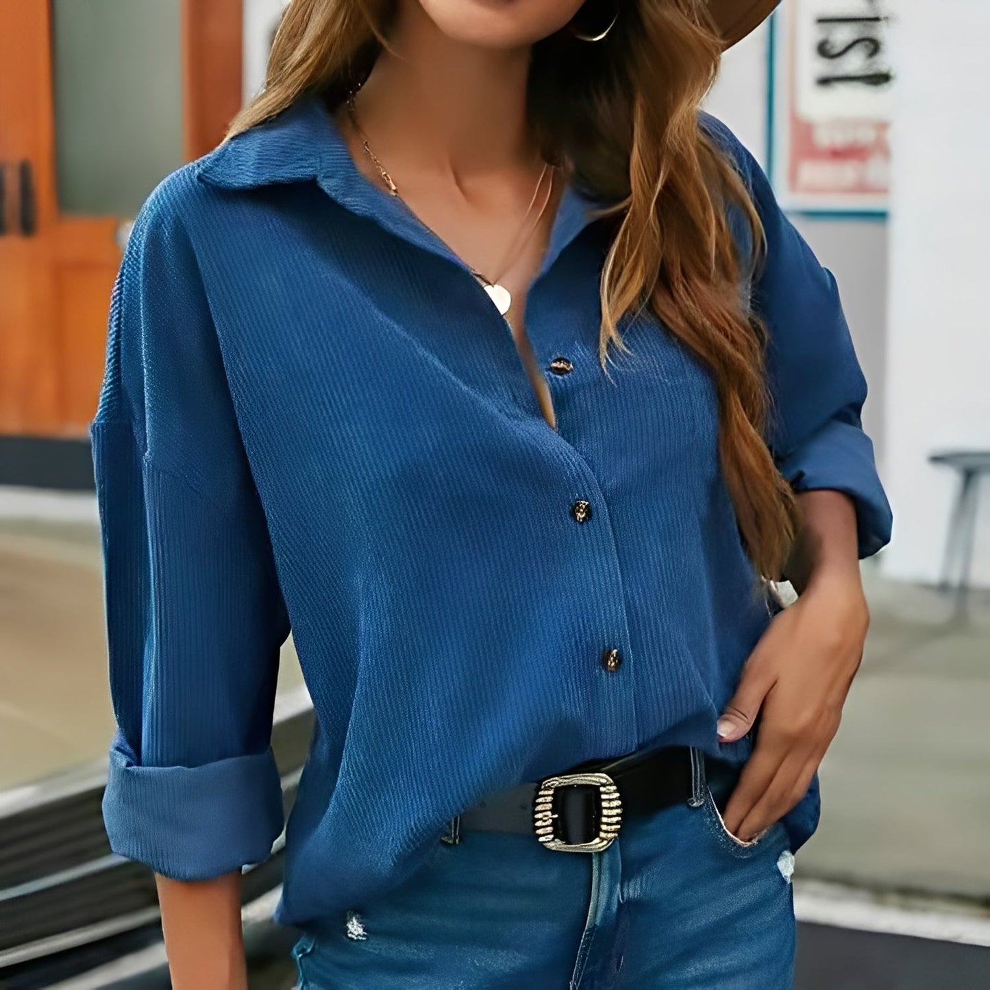 Everly - Camisa de pana holgada y casual para mujer