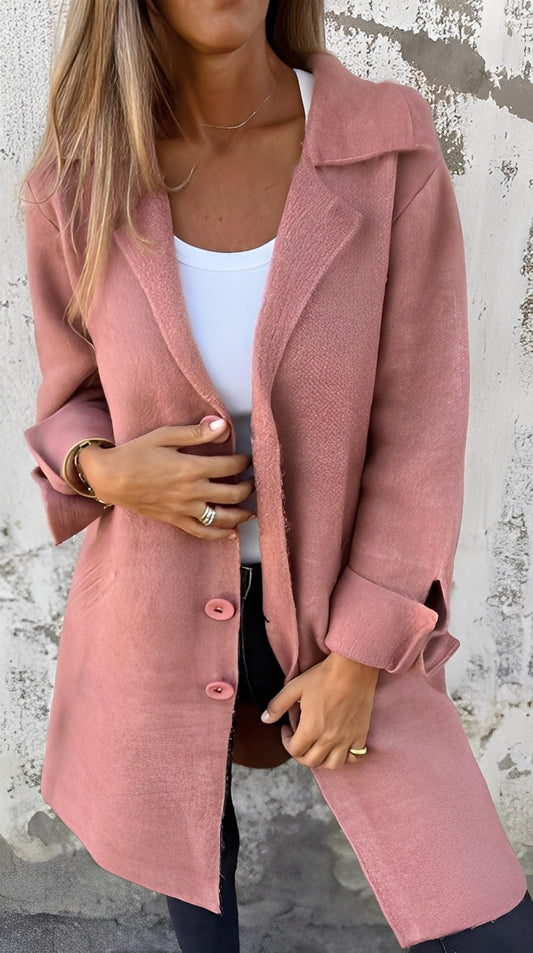 Meridith - Abrigo largo estilizado con solapa para mujeres