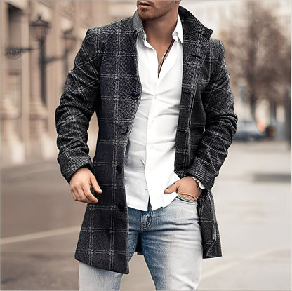 Darden - Abrigo de tweed largo para hombre, estilo casual