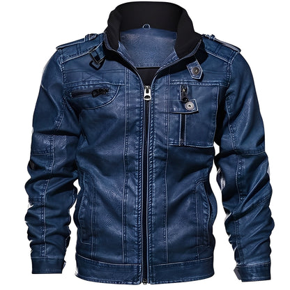 Kevin - Chaqueta de Cuero Tradicional con Bolsillos para Hombres