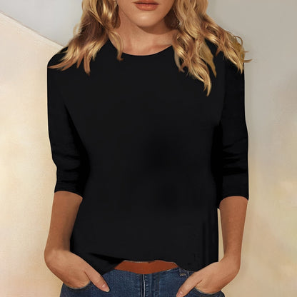 Katherina - Blusa casual de manga larga con cuello redondo para mujer