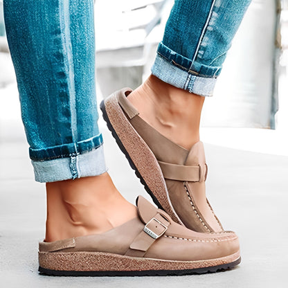 Briana - Sandalias cómodas y fáciles de poner con hebilla para mujer