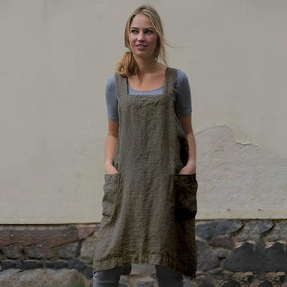 Mozelle - Vestido delantal para mujeres con bolsillos en estilo casual