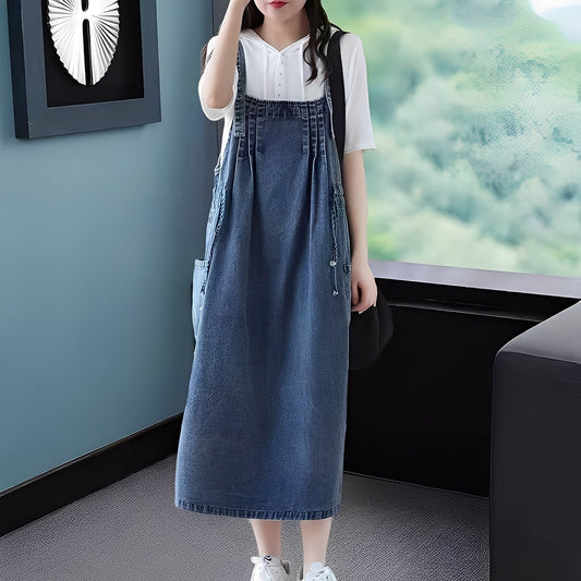 Kelsey - Vestido casual de mezclilla con bolsillos para mujer