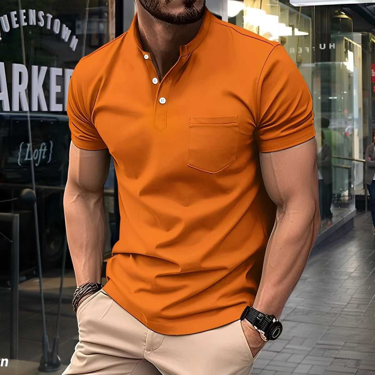 Darwin - Polo simple y casual con cuello medio para hombres