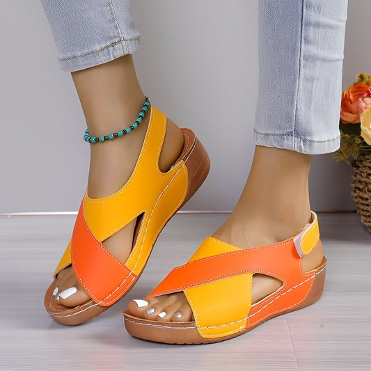 Clarissa - Sandalias de cuña casuales con tiras cruzadas para mujeres