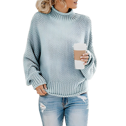 Evalyn - Suéter de punto casual con cuello alto para mujer