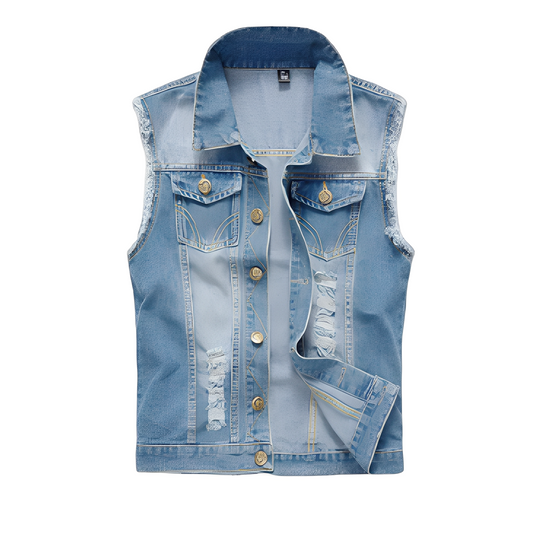 Morley - Chaleco de mezclilla clásico con bolsillos para hombres