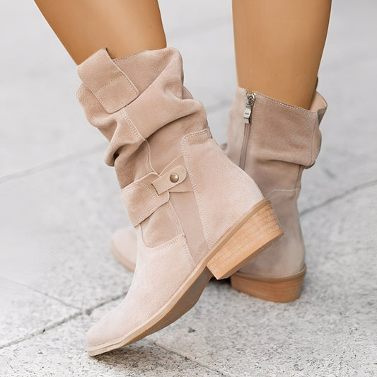 Marjorie - Botas de ante anchas y casuales para mujer