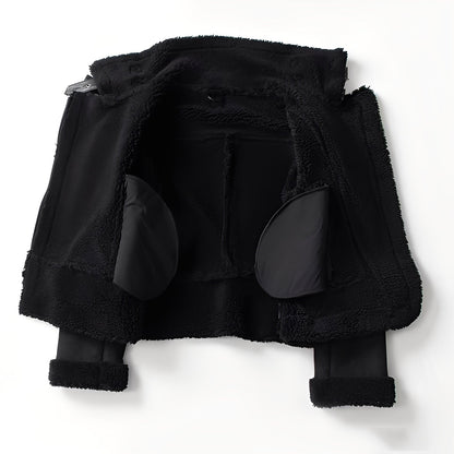 Yasmine - Chaqueta biker cálida de cuero de oveja para mujeres