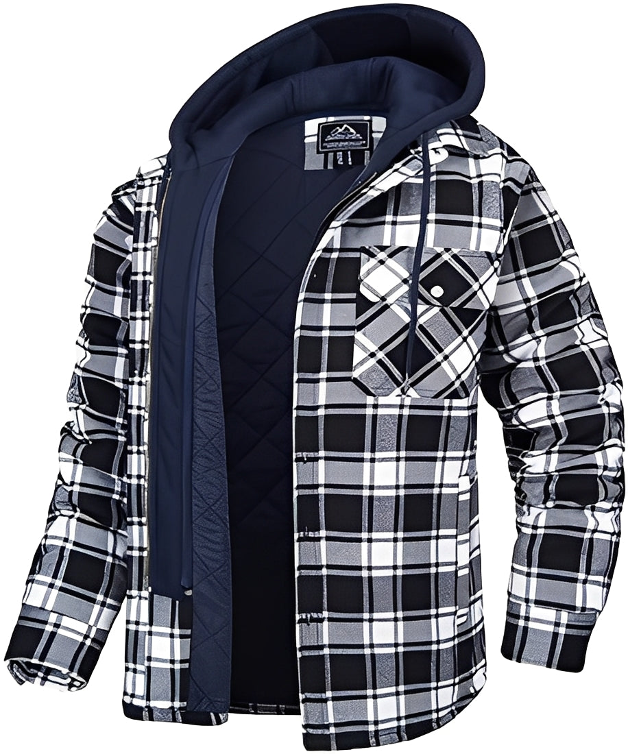 Cole - Abrigo casual de cuadros grueso para hombres