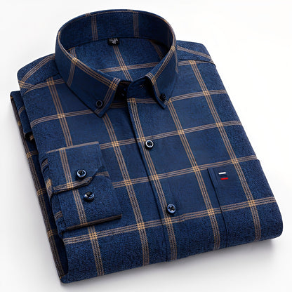 Nikolas - Camisa informal de cuadros de algodón para hombres