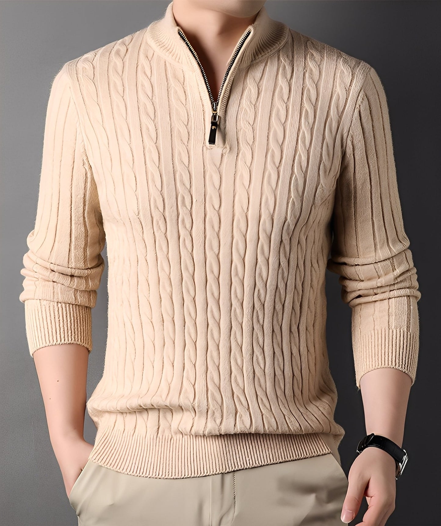 Damian - Jersey moderno de punto con cremallera para hombres