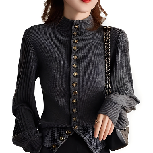 Adelyn - Blusa de punto informal con mangas voluminosas para mujer