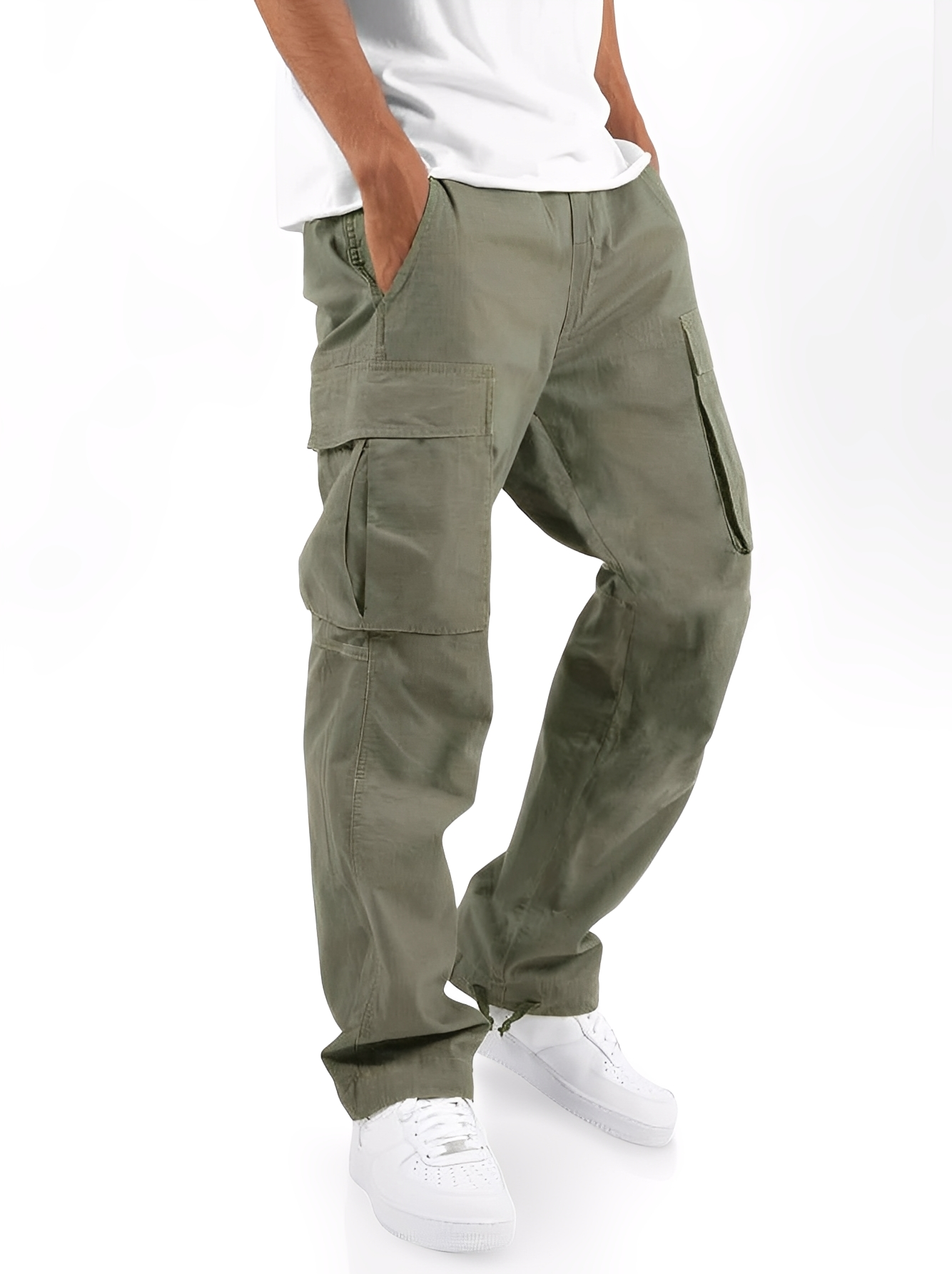 Cooper - Pantalones cargo sueltos con cordón para hombres