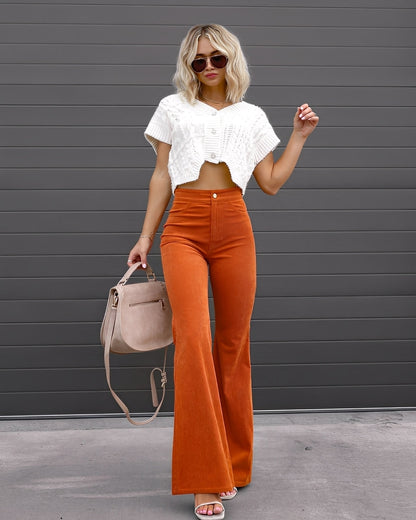 Deziree - Pantalón de pierna ancha y cintura alta para mujeres