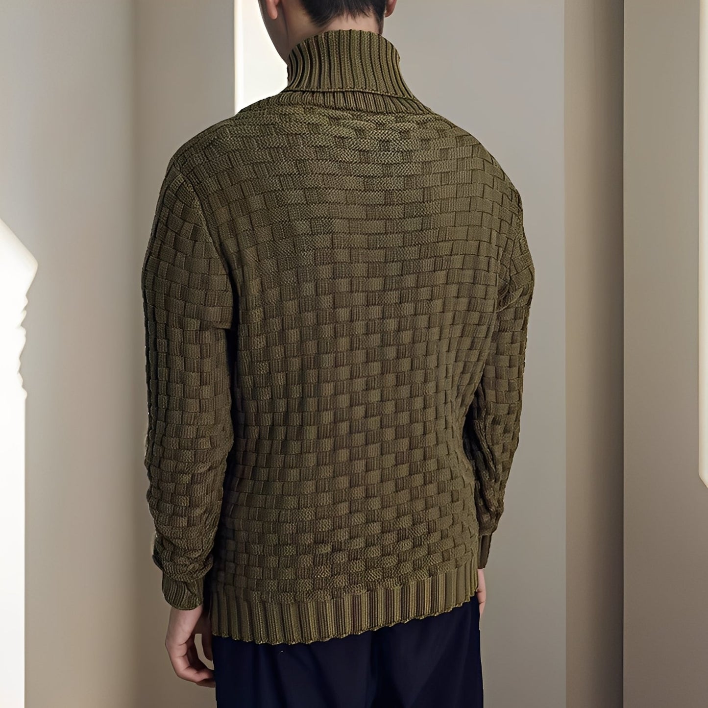 Branson - Suéter de cuello alto para hombres, estilo holgado