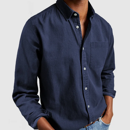Blake - Camisa casual de manga larga con cuello de solapa para hombres