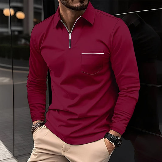 Bernard - Polo con Bolsillo y Mangas Largas para Hombres