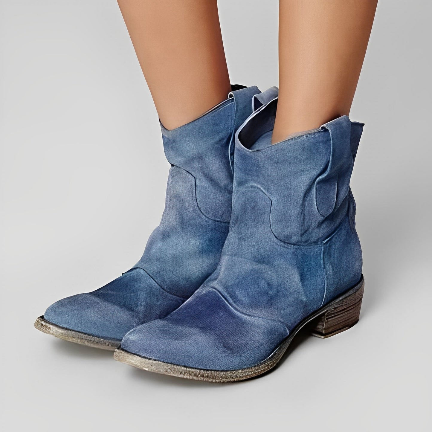 Adaline - Botas estilo cowboy retro con tacón bajo para mujer