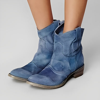 Adaline - Botas estilo cowboy retro con tacón bajo para mujer