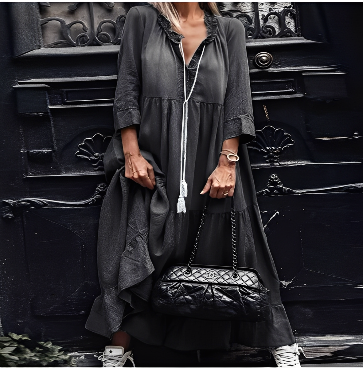 Irénée - Vestido largo cómodo de mezclilla para mujeres