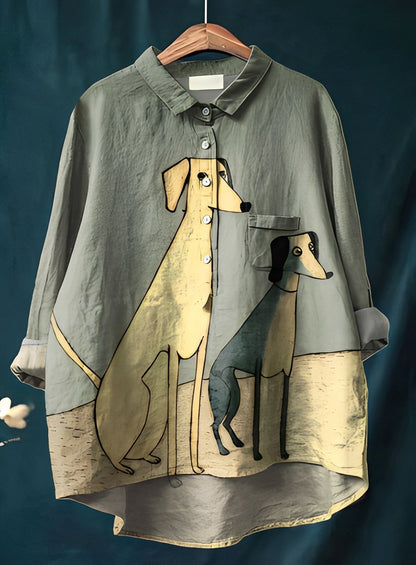 Eyden - Camisa larga de diseño artístico para mujeres