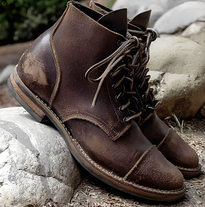 Garrick - Botas de Cuero Retro Estilo Sólido para Hombres