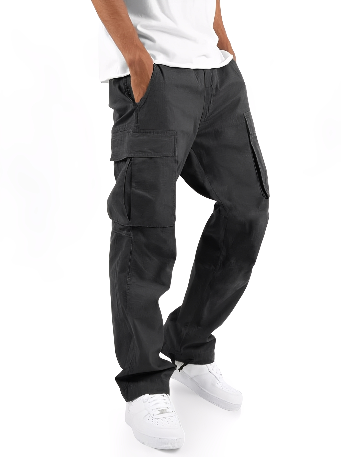 Cooper - Pantalones cargo sueltos con cordón para hombres