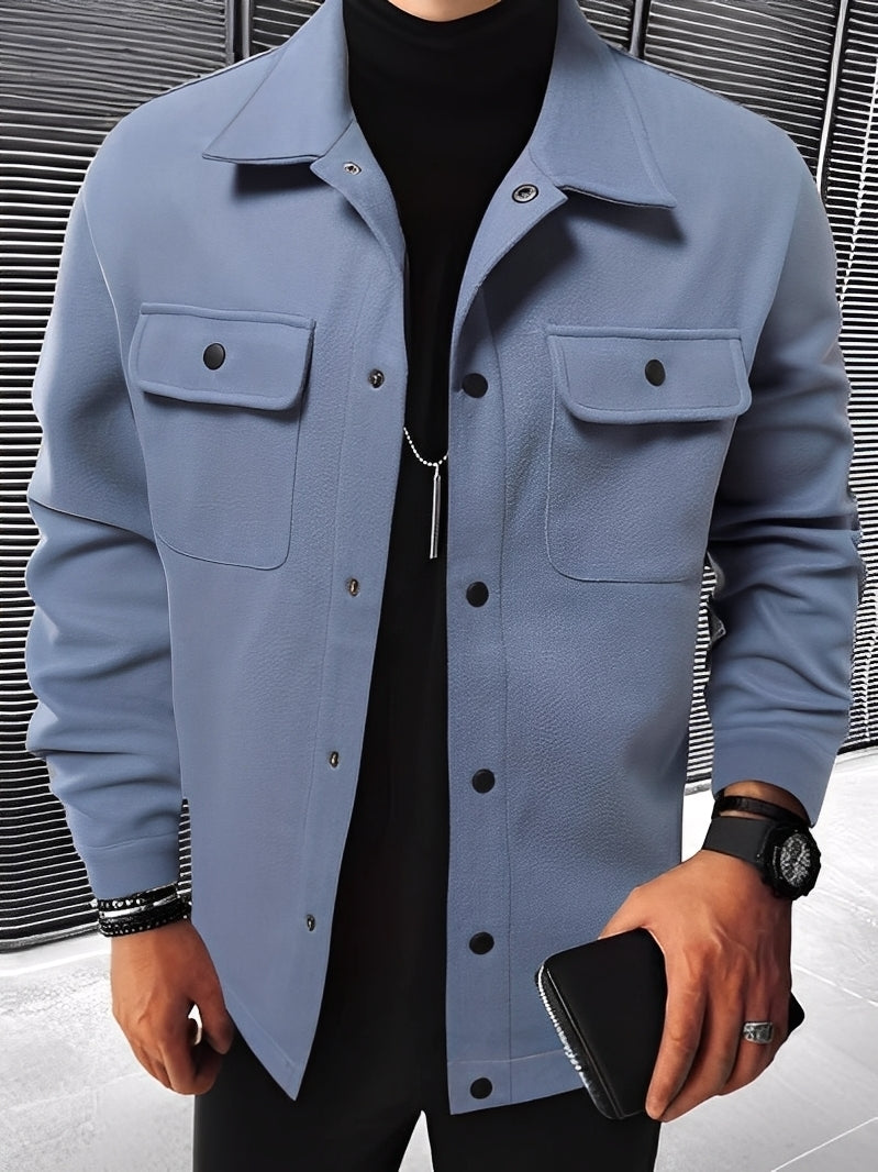 Francis - Chaqueta de cuadros informal con bolsillos para hombres