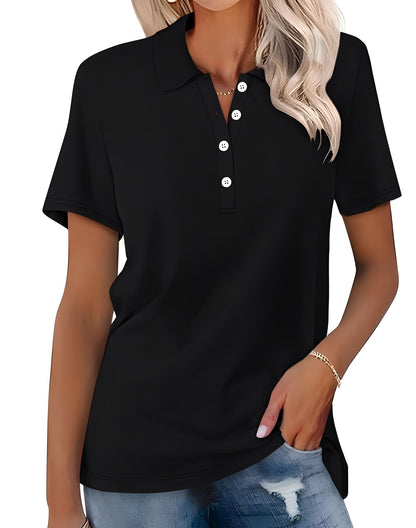 Glenna - Polo de Mujer, Casual y Ceñido de Manga Corta