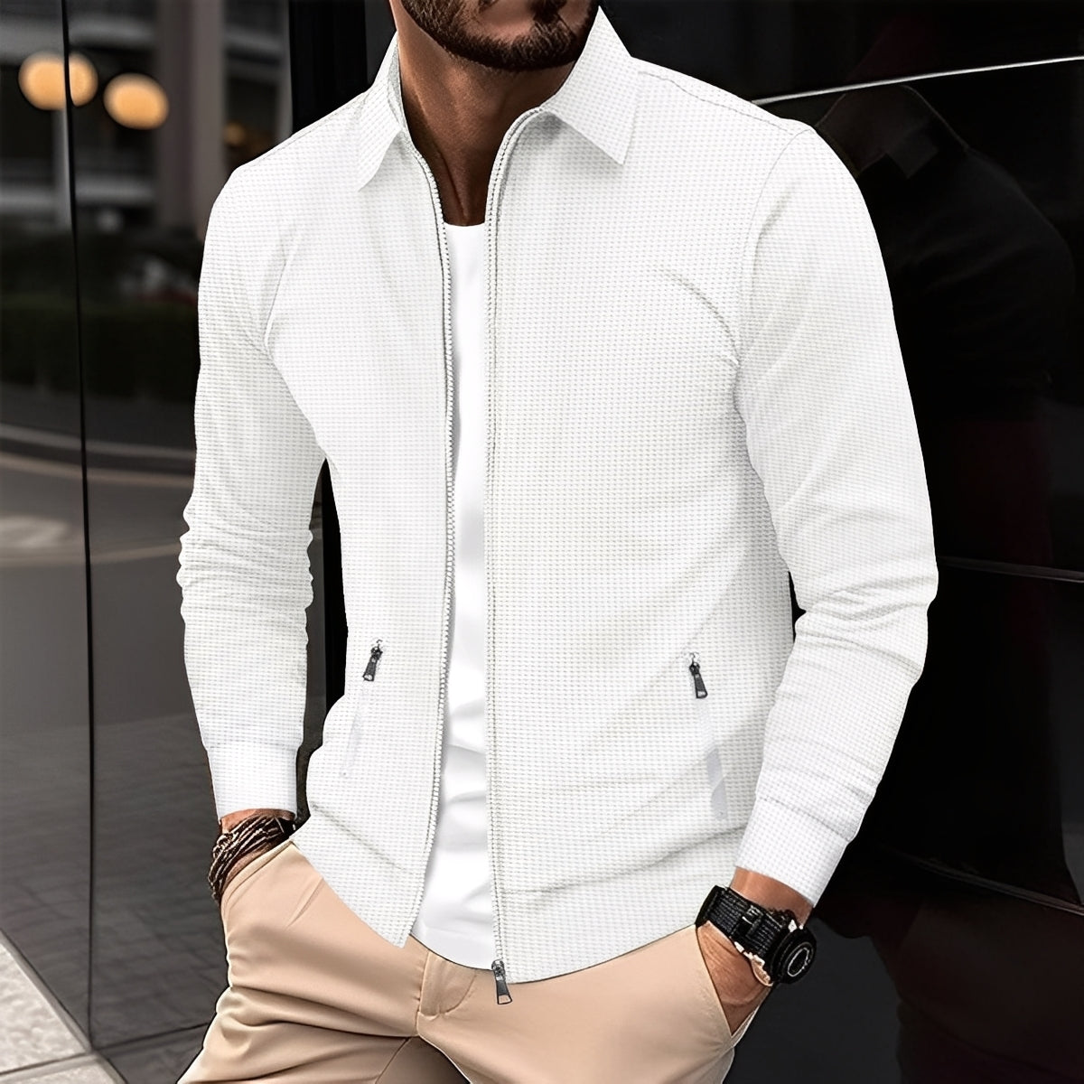 Anthony - Chaqueta moderna para hombres con bolsillos con cremallera