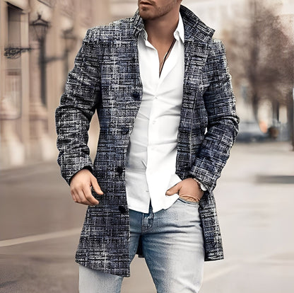 Darden - Abrigo de tweed largo para hombre, estilo casual