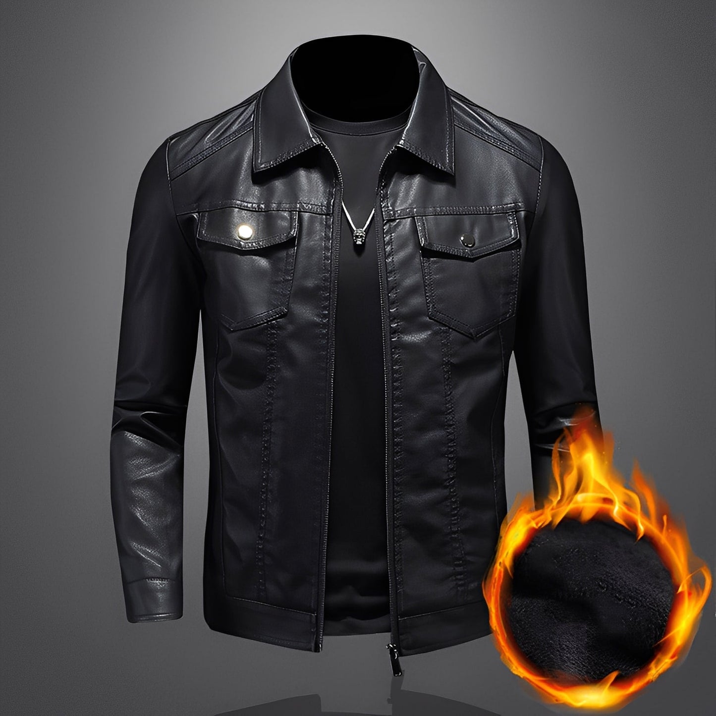 Brycen - Clásica chaqueta de cuero ajustada para hombres