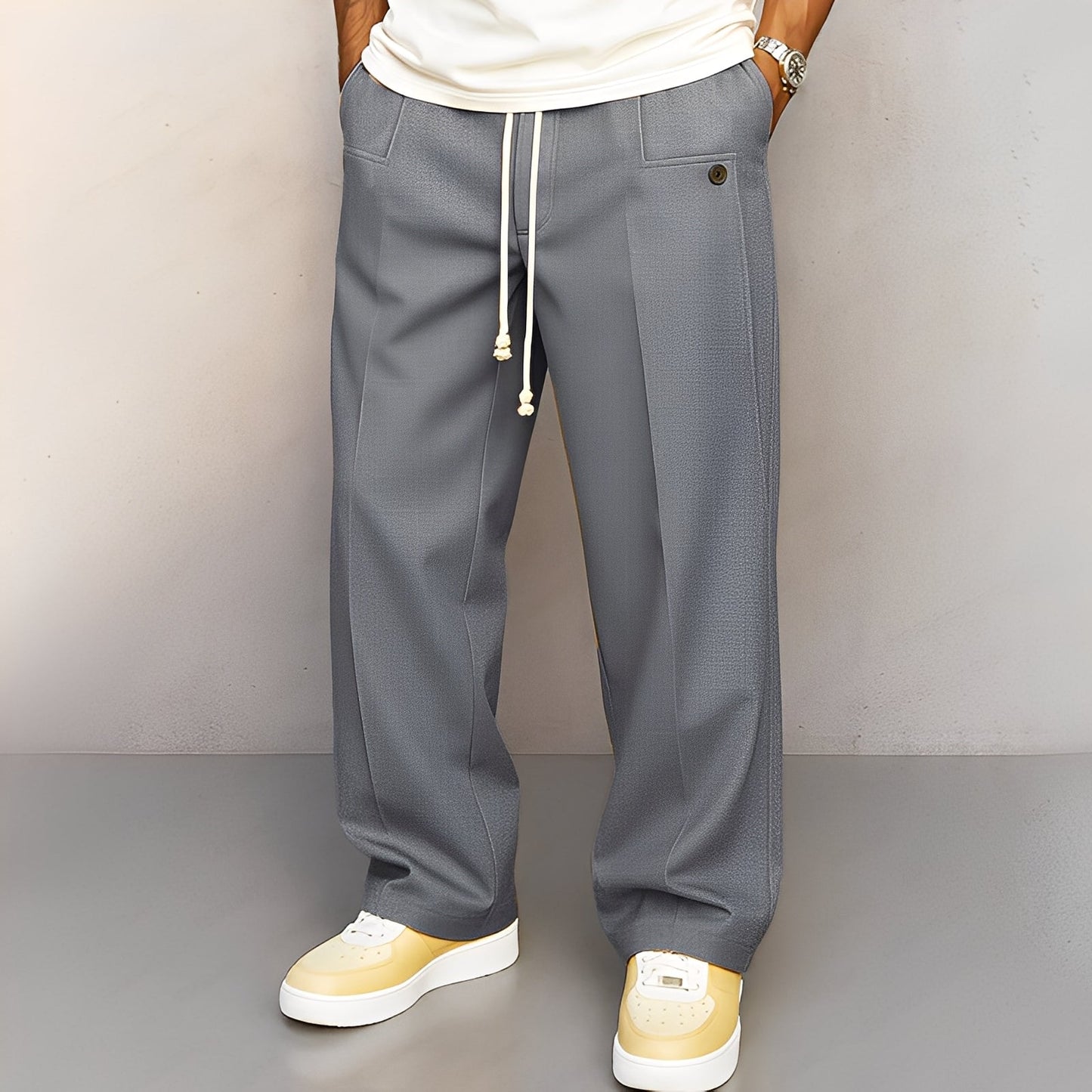 Henri - Pantalón sofisticado con cordón ajustable para hombre