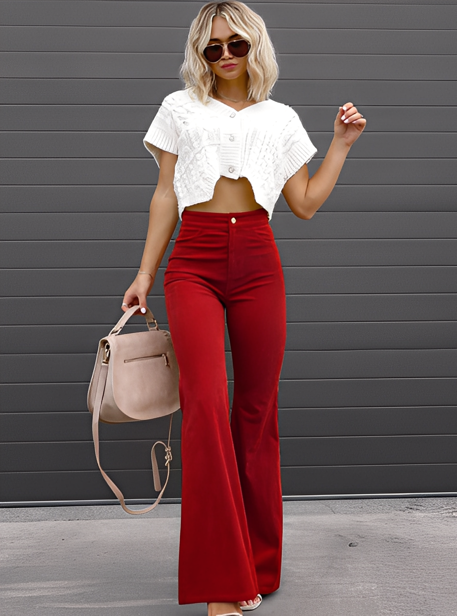 Deziree - Pantalón de pierna ancha y cintura alta para mujeres