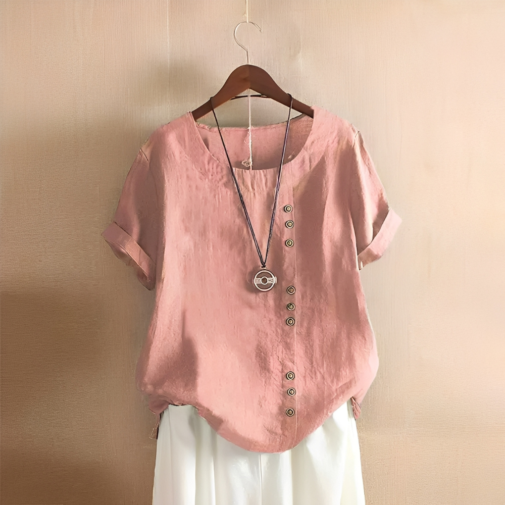 Corrine - Blusa de lino holgada clásica para mujer
