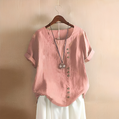 Corrine - Blusa de lino holgada clásica para mujer