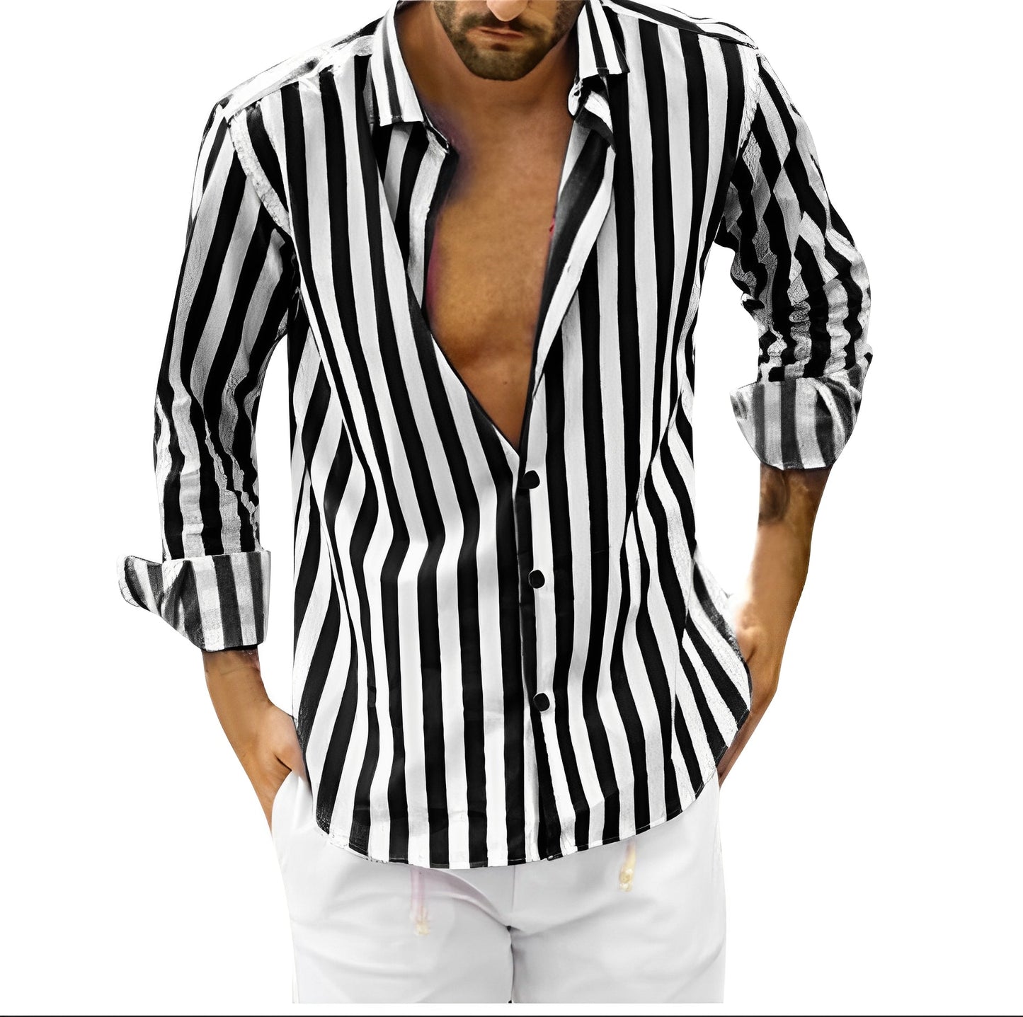 Greyson - Camisa cómoda de verano con rayas para hombres