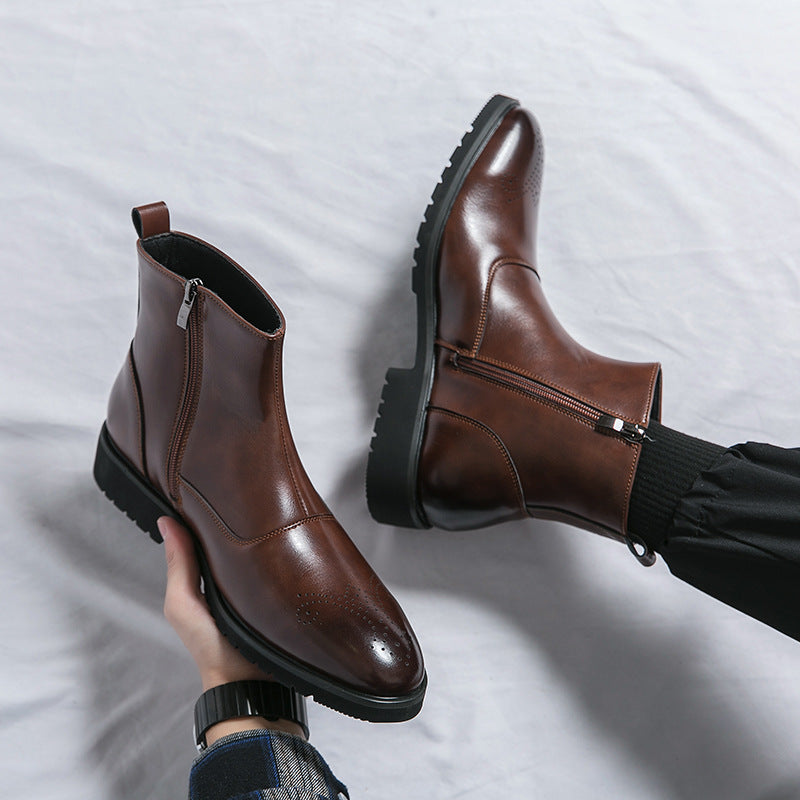 Kennith - Botas Chelsea de cuero elegantes y casuales para hombres