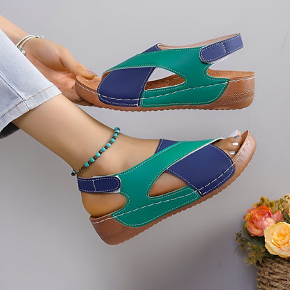 Clarissa - Sandalias de cuña casuales con tiras cruzadas para mujeres
