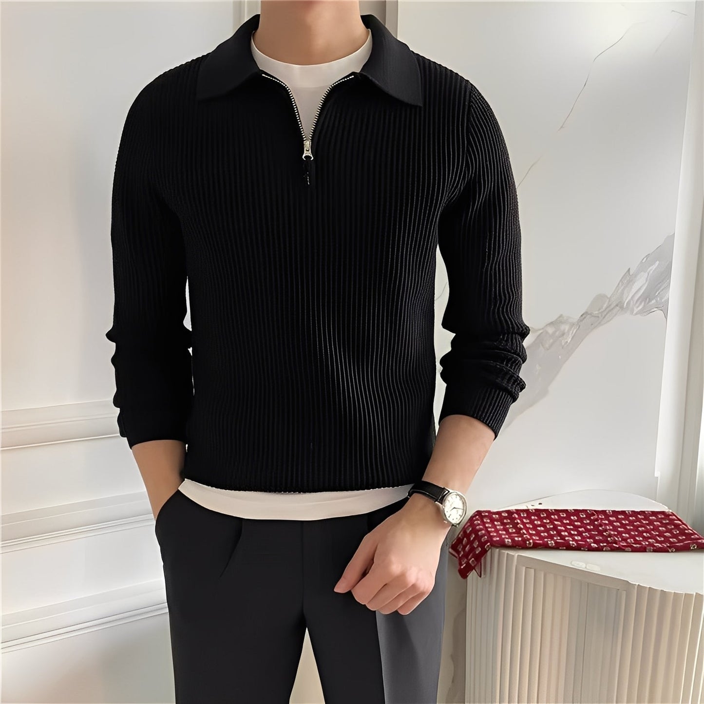 Justin - Elegante suéter de tejido con cremallera para hombres