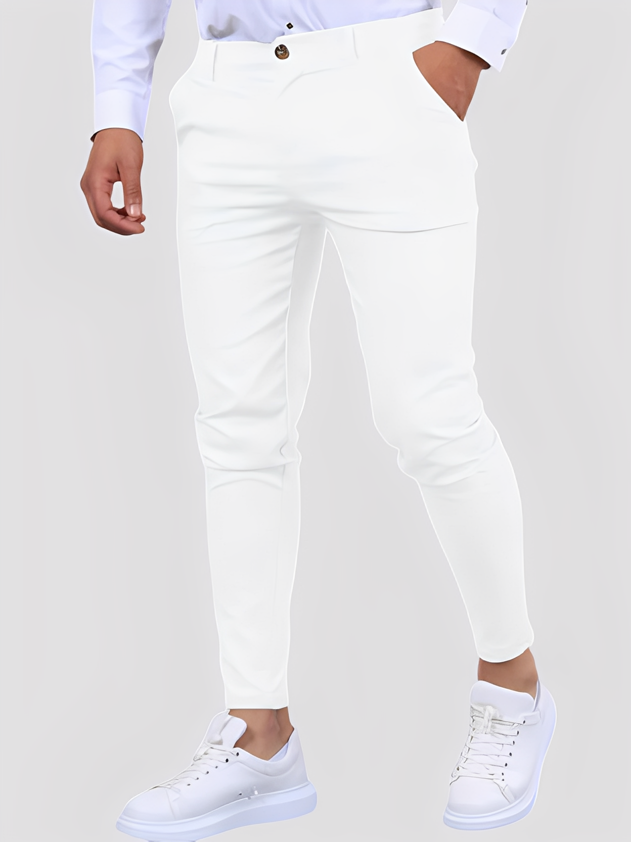 Shelton - Pantalón elástico casual de corte estrecho para hombres