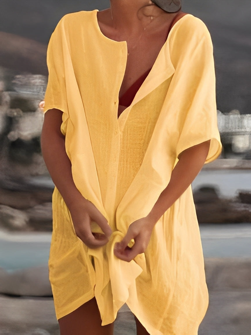 Viona - Vestido casual de lino y algodón para mujeres