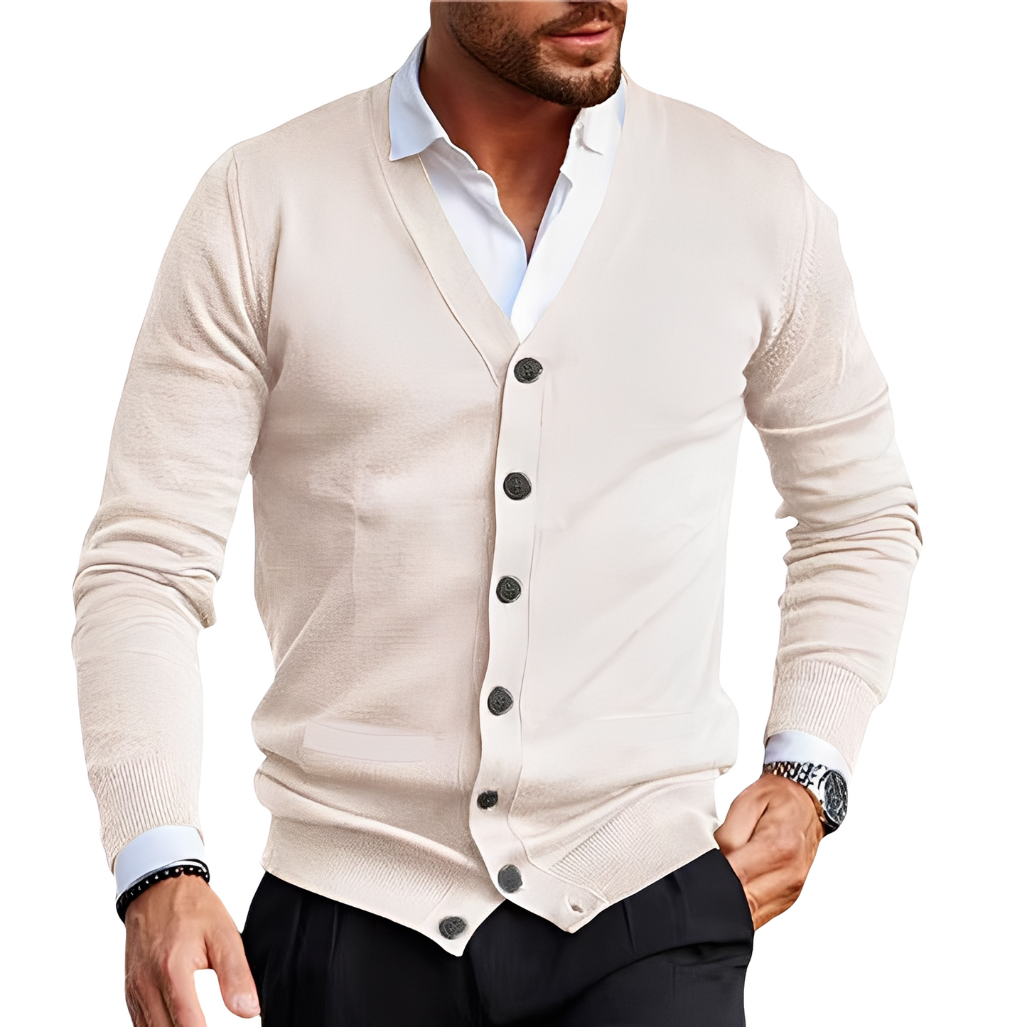 Holden - Jersey de algodón para hombres con botones y estilo casual